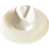 handmade in the uk, silk bow wide brim summer fedora hat/cuenca straw panama hat