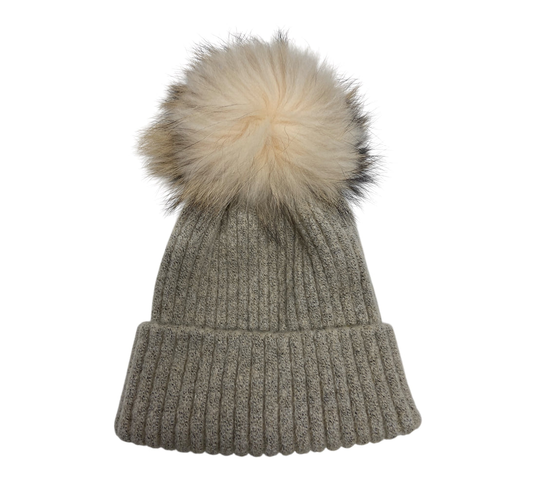 pom pom winter bobble hat oatmeal