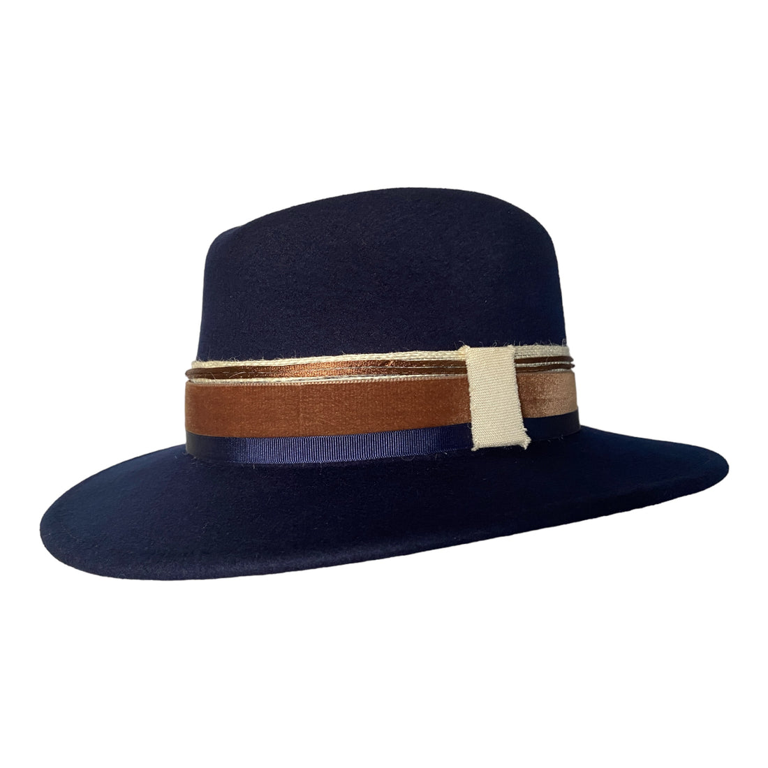 navy blue wool fedora hat