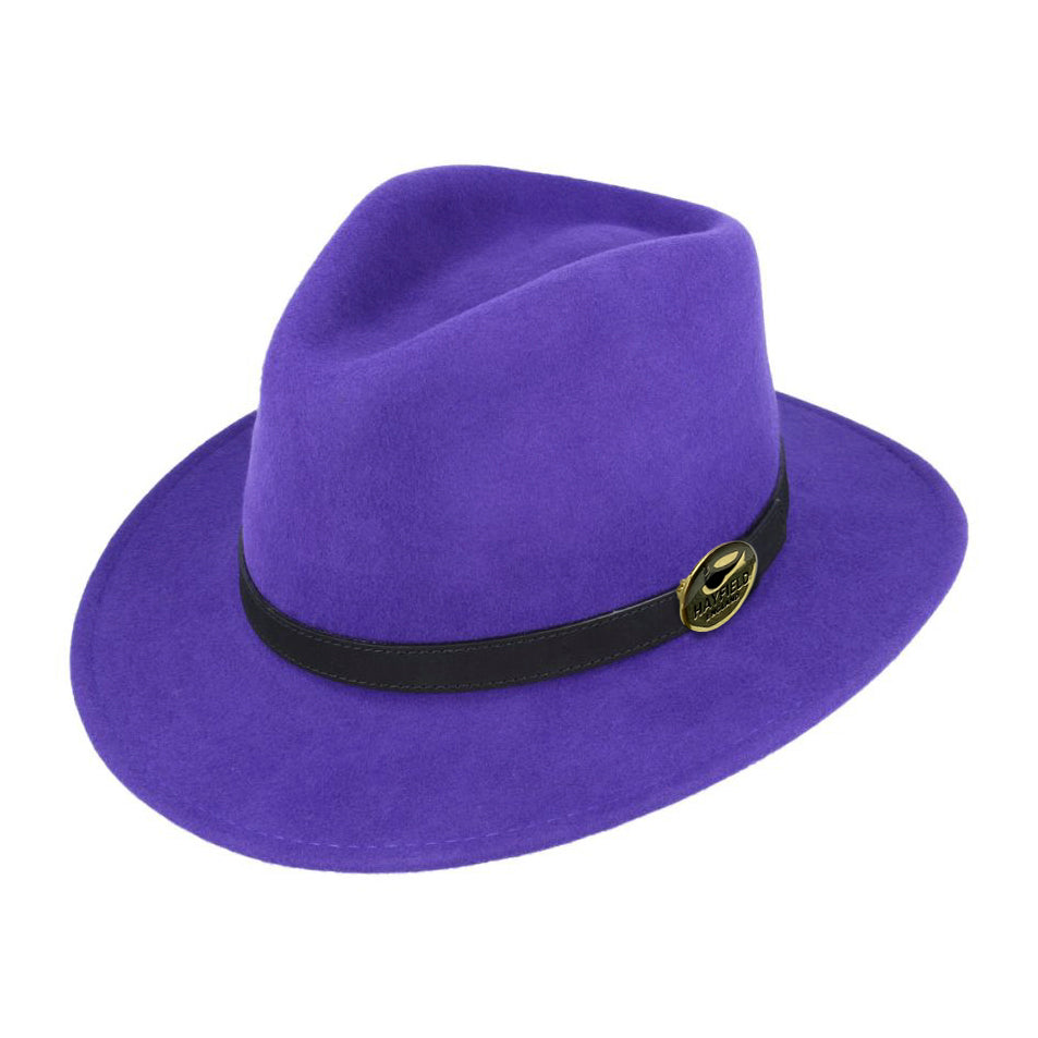 purple wool crushable fedora hat