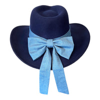 Navy Cowboy Hat with Denim Bow