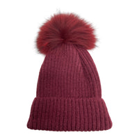 pom pom winter bobble hat burgundy
