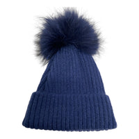 pom pom winter bobble hat navy