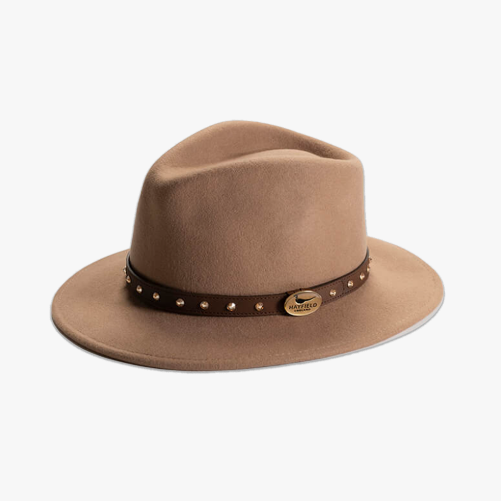 camel wool fedora with swarovski crystals