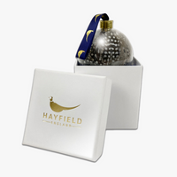 guinea foul feather christmas baubles
