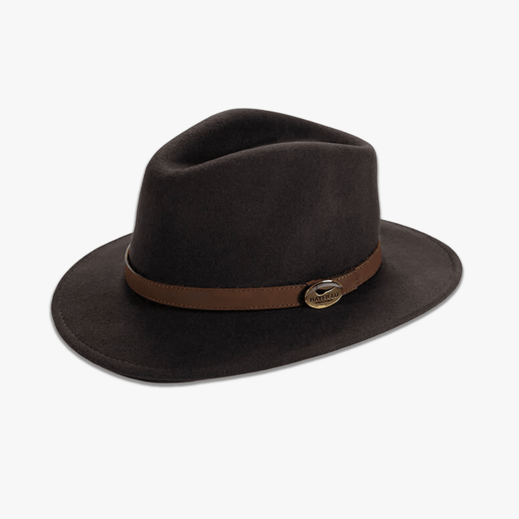 Brown Fedora Hat with Tan Leather Band Hayfield England