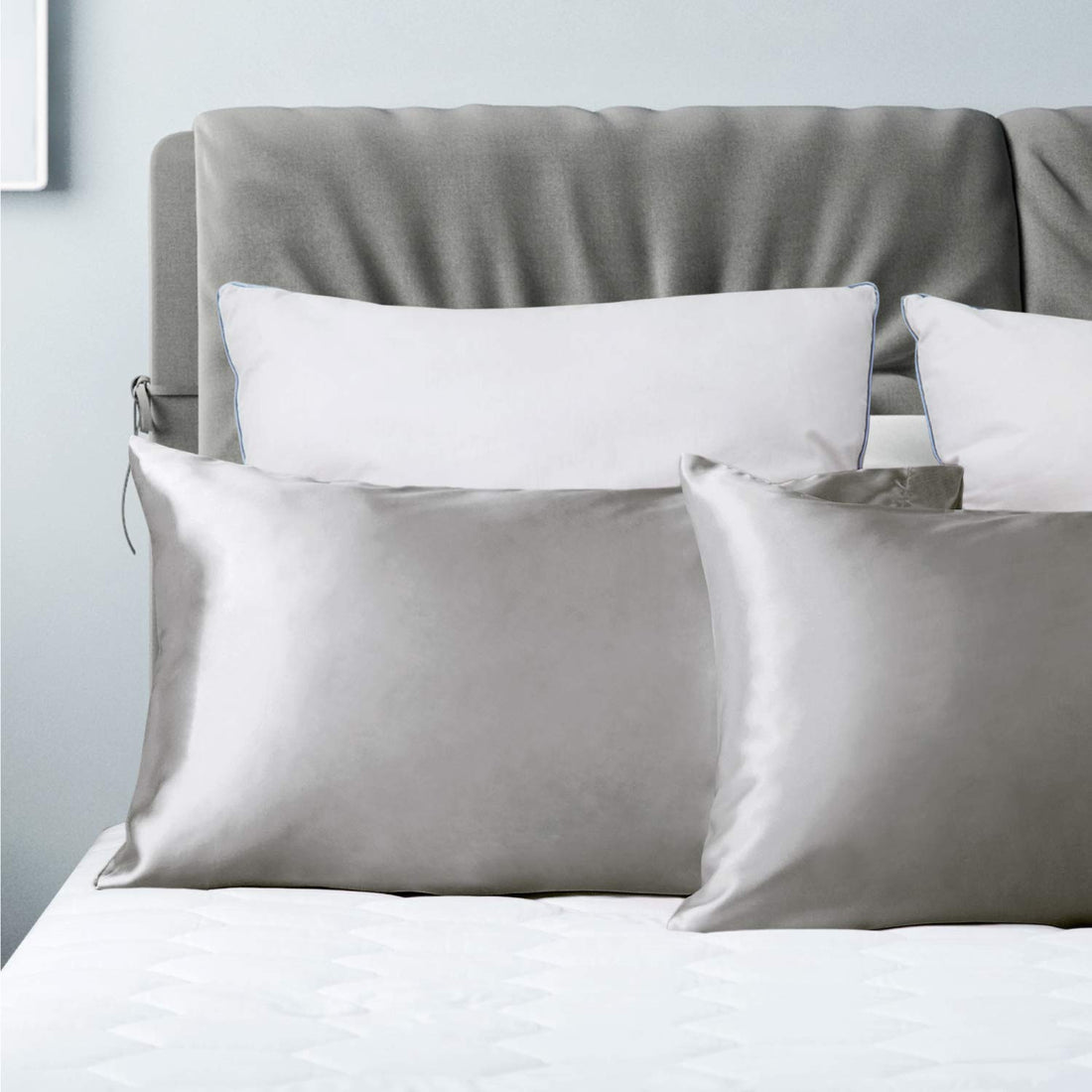 Luxury Silver Silk Pillowcase