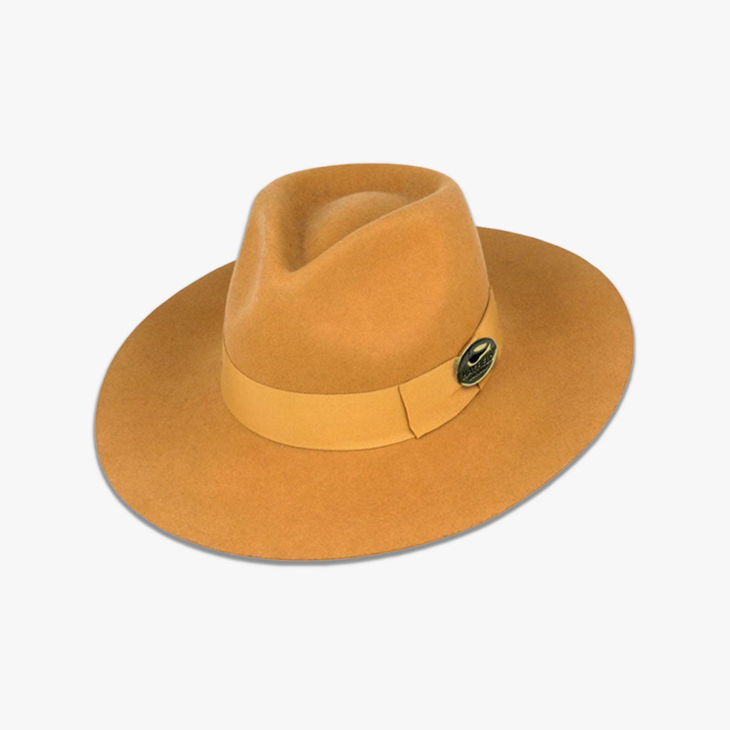 gold stiff and snap wool fedora  hat