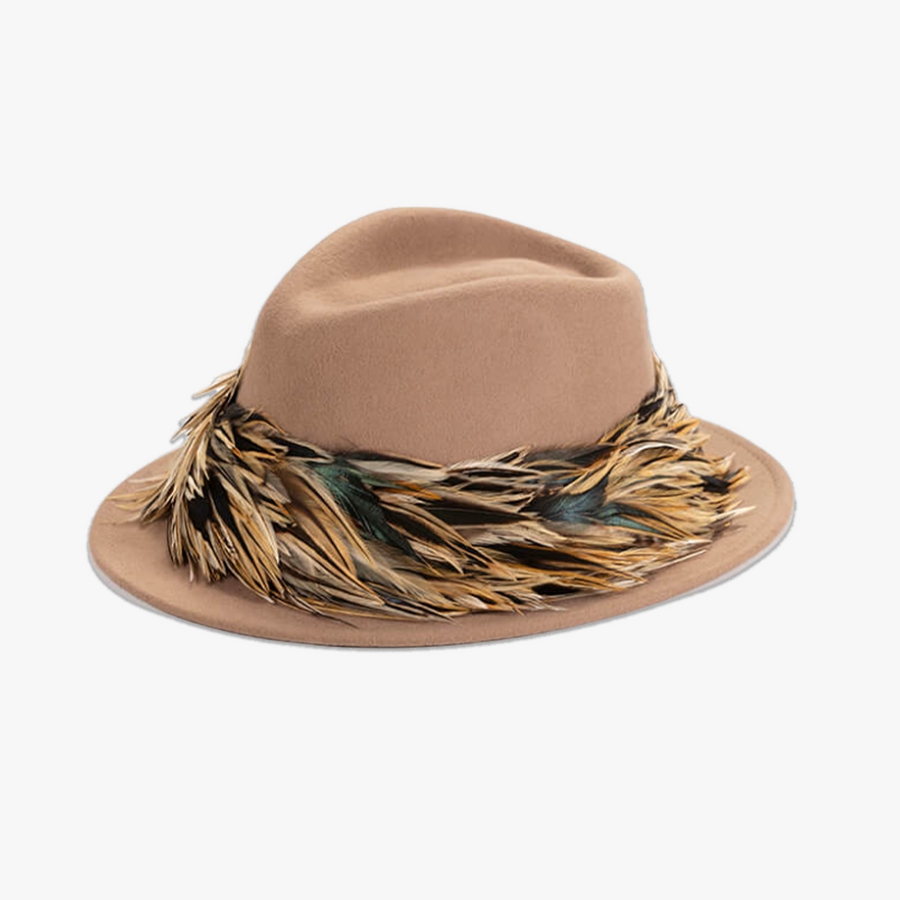Camel Fedora with Hackle Wrap