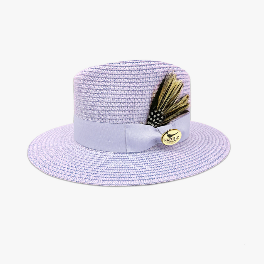 Lavender Henley Summer Fedora with Feathers