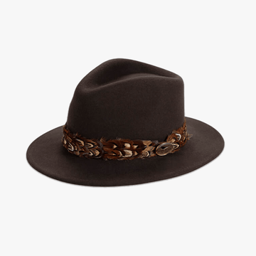 Brown Fedora with Pheasant Wrap - Hayfield England New