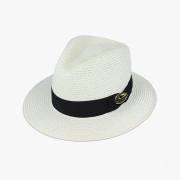 Cream Henley Summer Fedora with Contrasting Black Ribbon