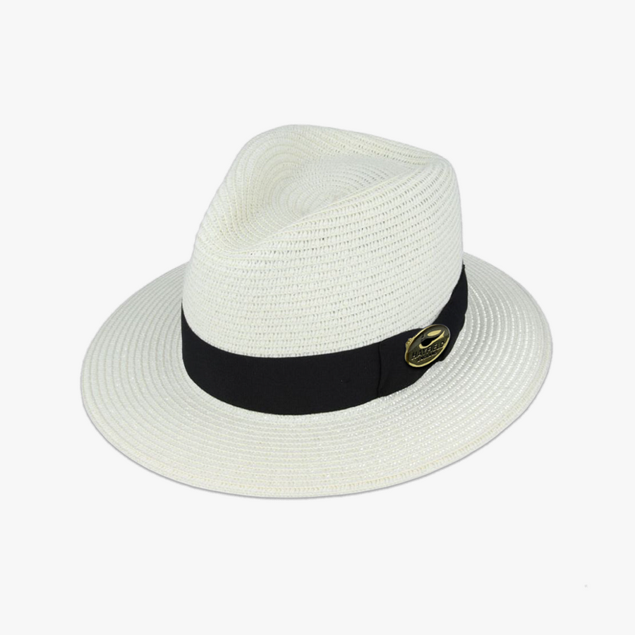 Cream Henley Summer Fedora with Contrasting Black Ribbon