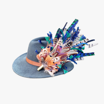 Green Fedora with Feather Brooch
