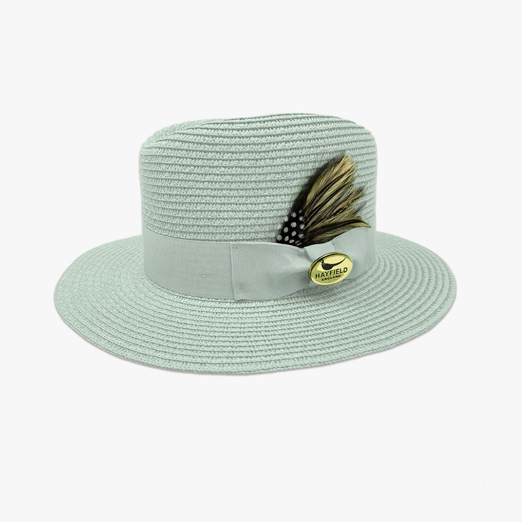 Pistachio Henley Summer Fedora with Feathers