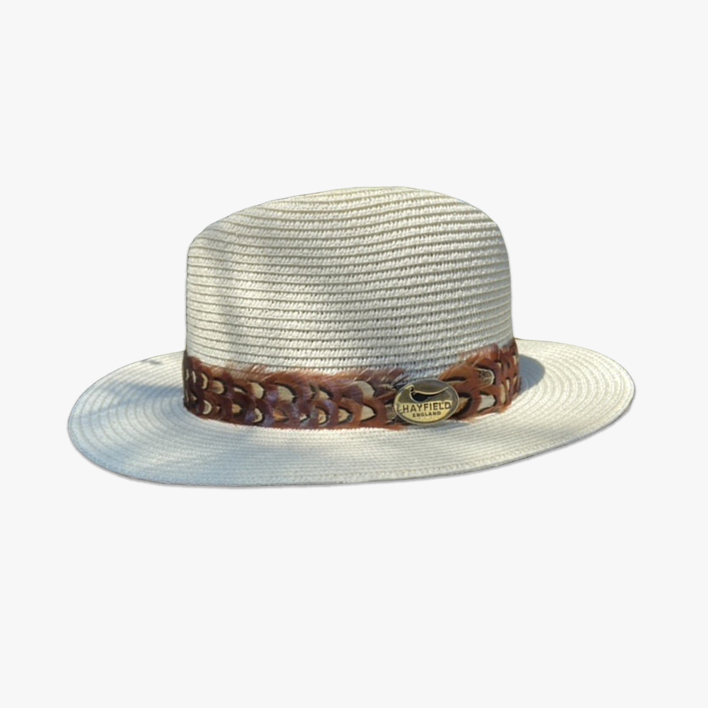 Cream Henley Summer Fedora with Pheasant Feather Wrap
