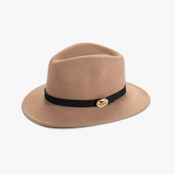 Seconds Product - Camel Fedora Hat With A Black Leather Band