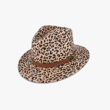 Animal Print Fedora With A Leather Band