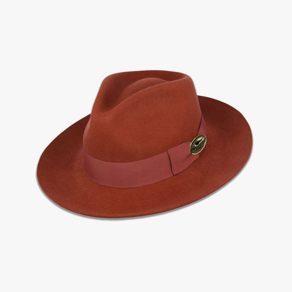 Rust Fedora with Matching Rust Ribbon