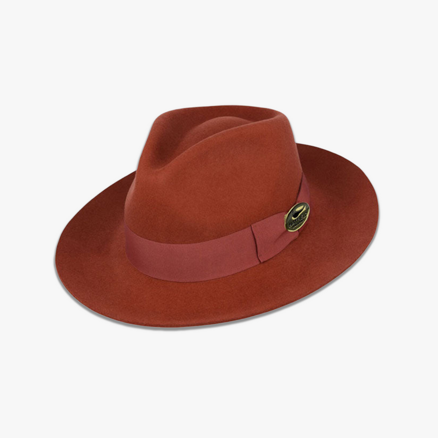 End Of Line - Rust Fedora With A Matching Rust Ribbon