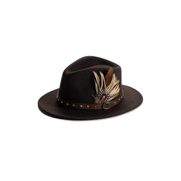 Brown Fedora with Feather - Hayfield England New