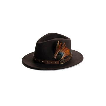 Brown Fedora with Feather - Hayfield England New