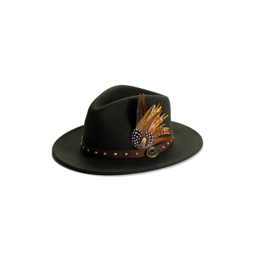 Green Fedora with Feathers