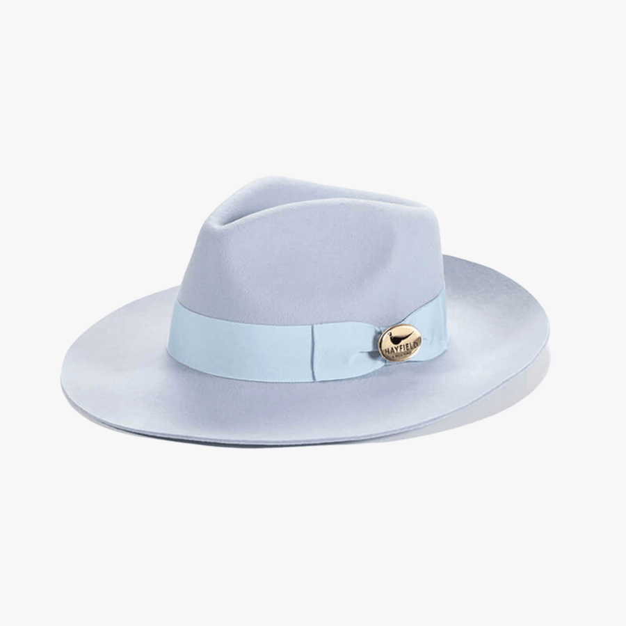 Baby Blue Fedora With Matching Baby Blue Ribbon - Hayfield England New